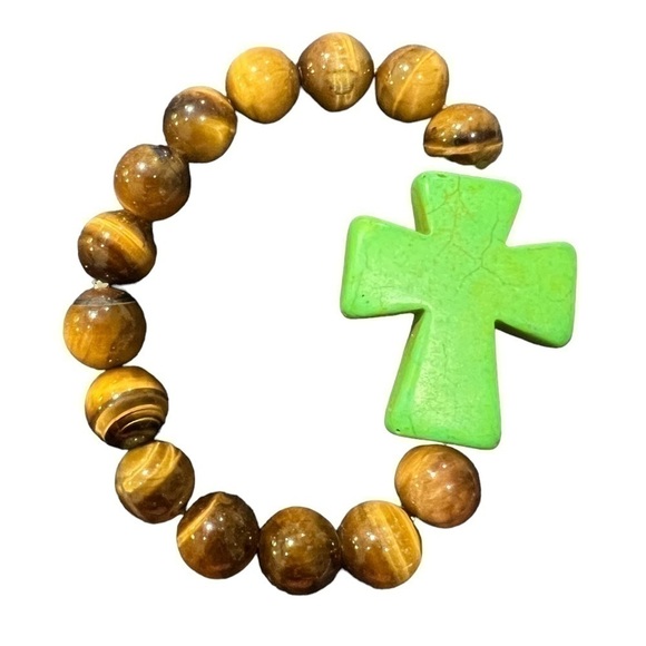 Jewelry - 𝅺cross Stretch Beaded Bracelet Like New